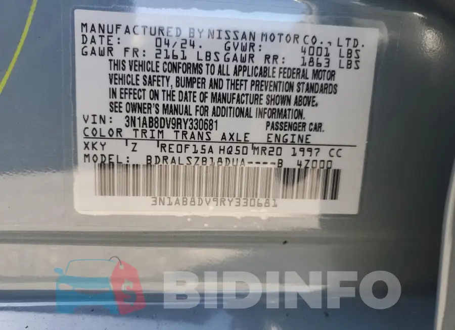 3N1AB8DV9RY330681 Photo# 12