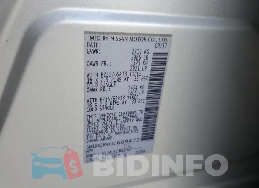 5N1DR2MNXJC609472 Photo# 13