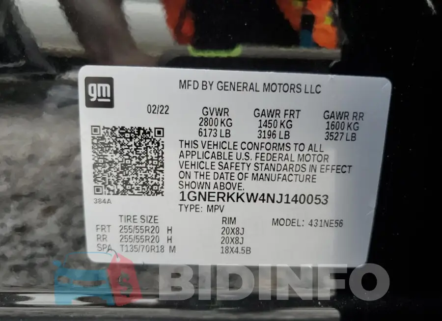 1GNERKKW4NJ140053 Photo# 14