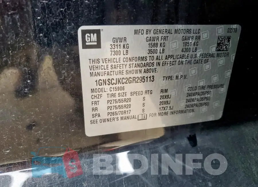 1GNSCJKC2GR295113 Photo# 14