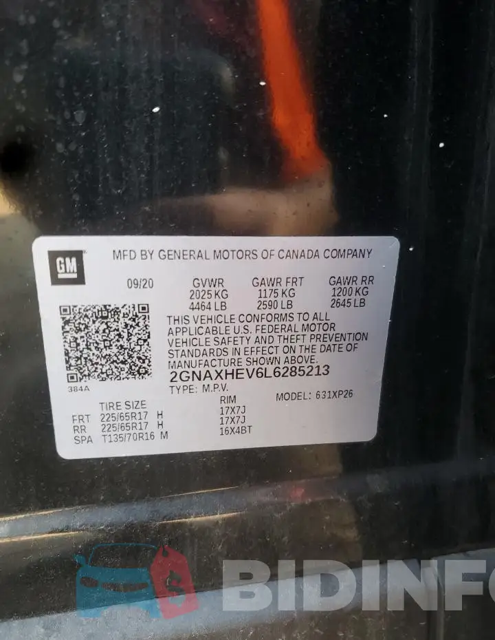2GNAXHEV6L6285213 Photo# 12