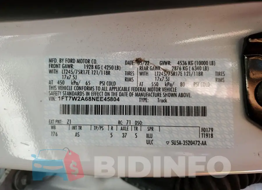 1FT7W2A68NEE45804 Photo# 12