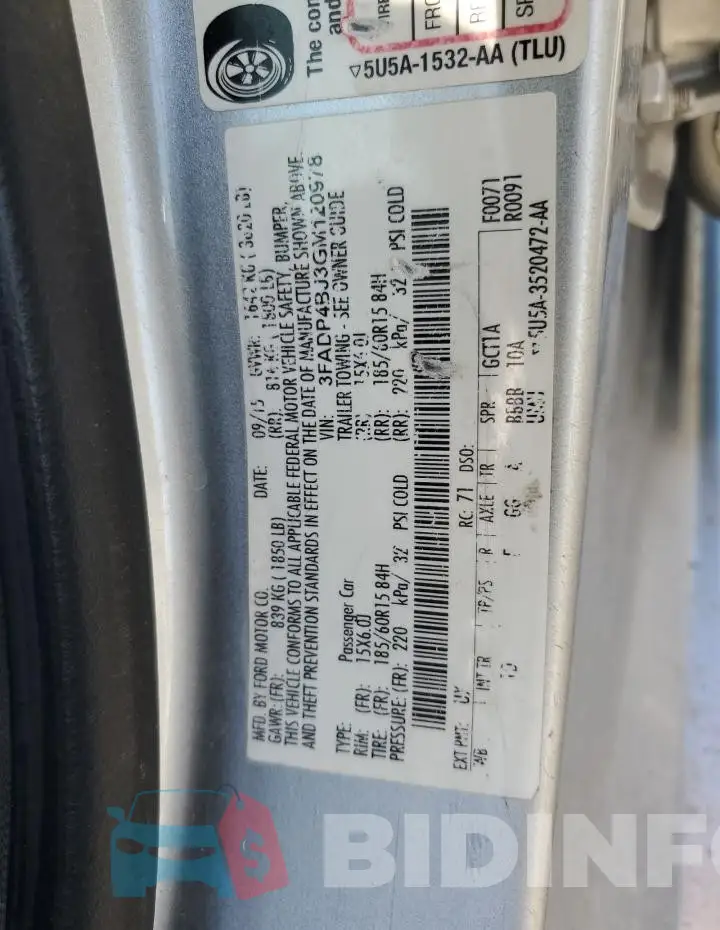 3FADP4BJ3GM120978 Photo# 13