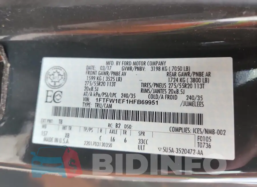 1FTFW1EF1HFB69951 Photo# 13