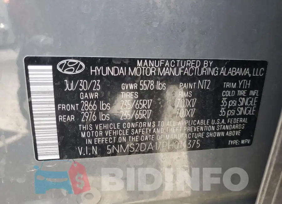 5NMS2DA17PH014375 Photo# 13