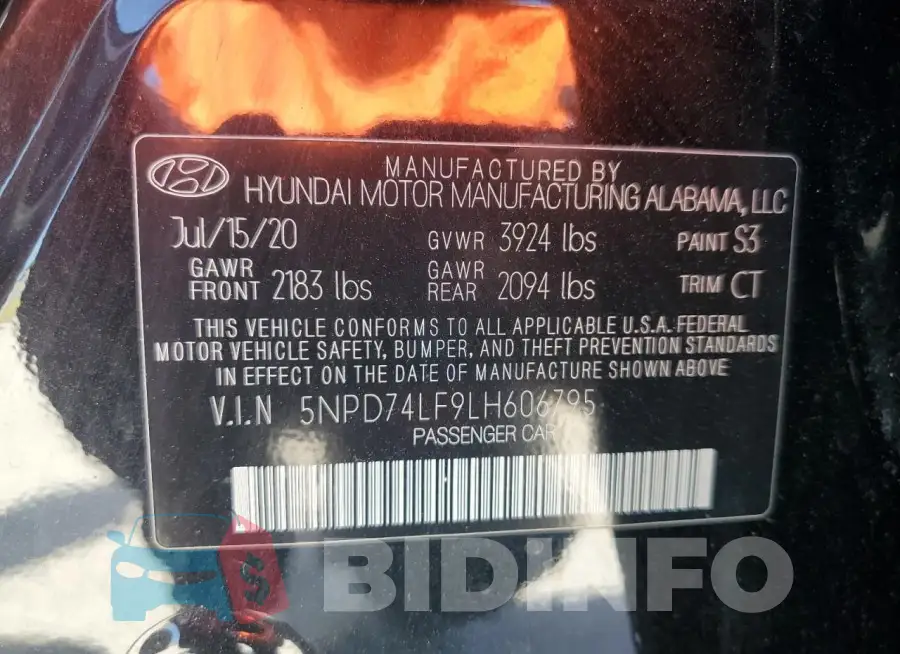 5NPD74LF9LH606795 Photo# 12