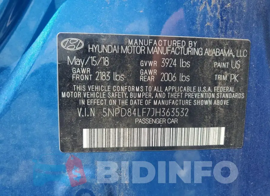 5NPD84LF7JH363532 Photo# 13