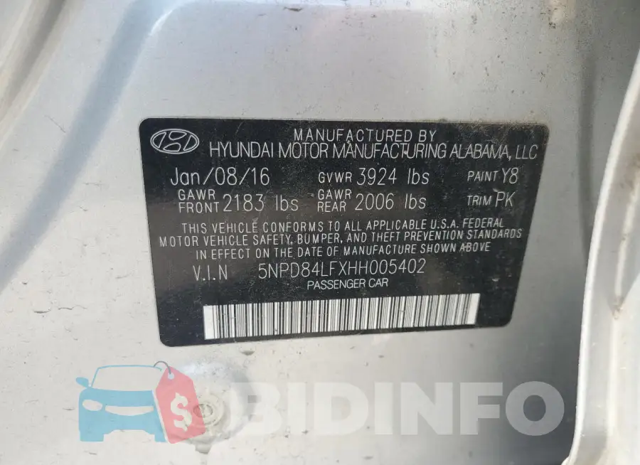 5NPD84LFXHH005402 Photo# 12