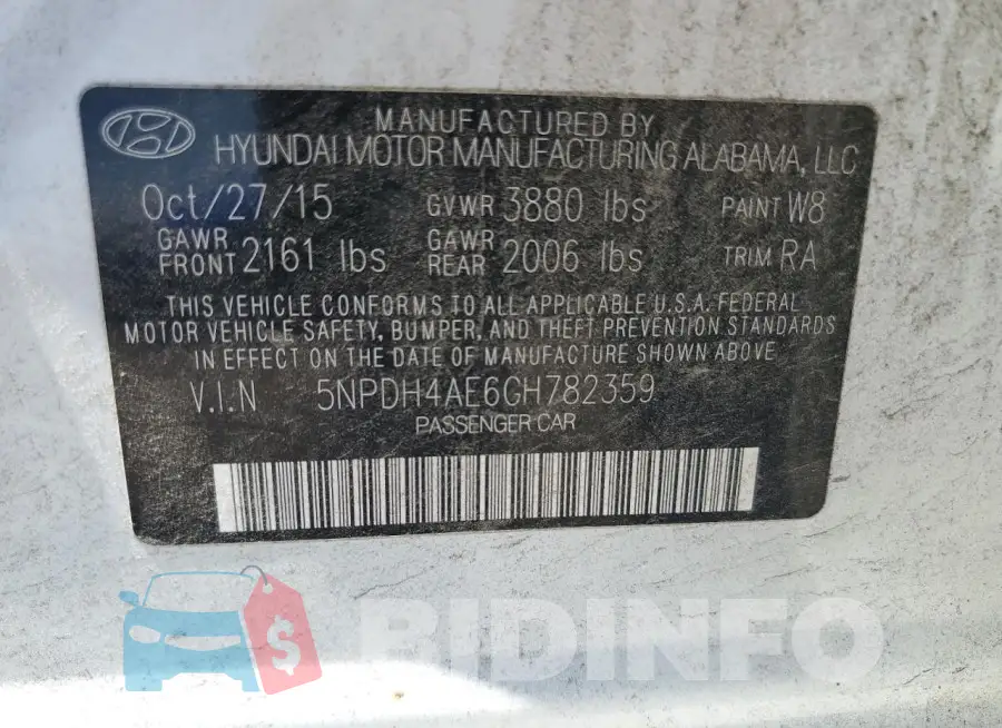5NPDH4AE6GH782359 Photo# 12