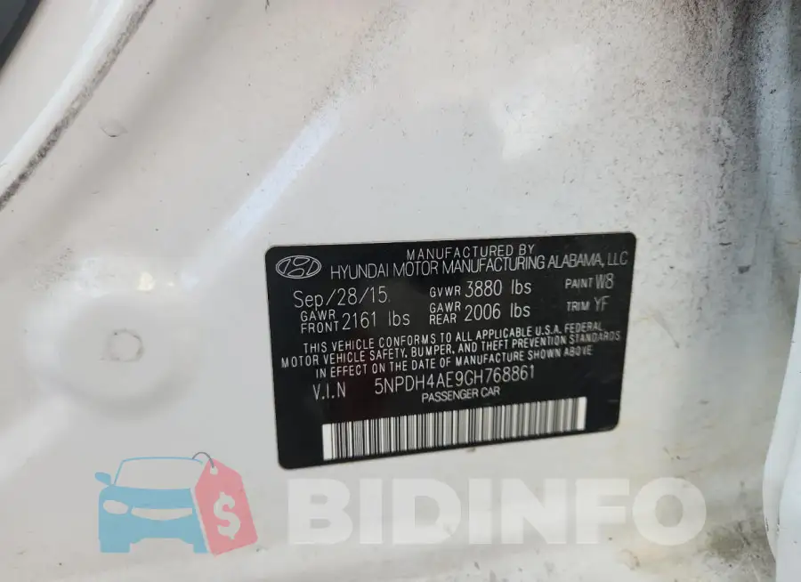 5NPDH4AE9GH768861 Photo# 12