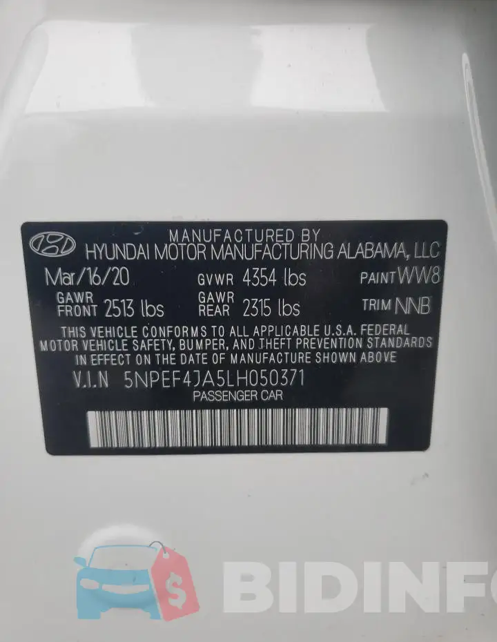 5NPEF4JA5LH050371 Photo# 12