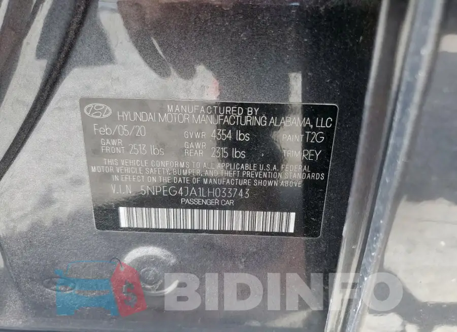 5NPEG4JA1LH033743 Photo# 12