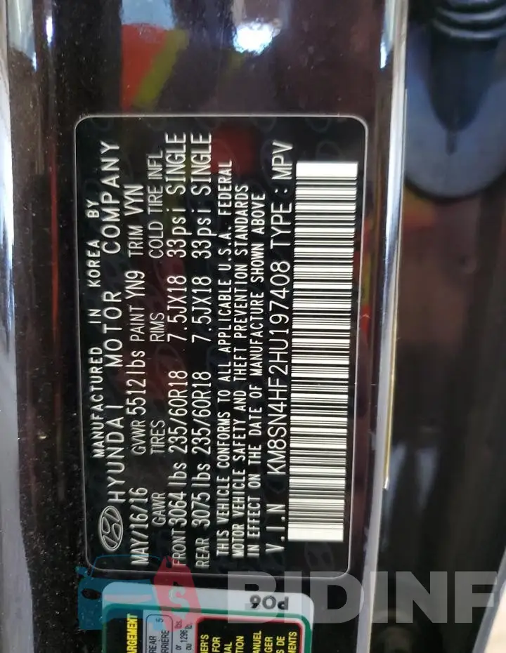 KM8SN4HF2HU197408 Photo# 14