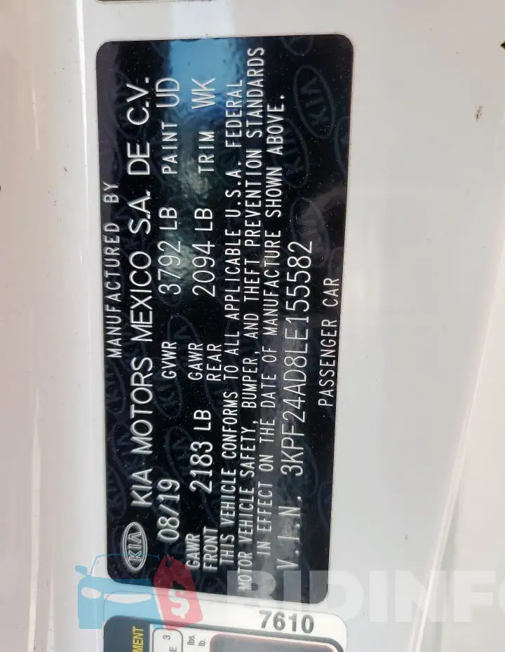 3KPF24AD8LE155582 Photo# 13