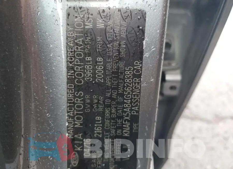 KNAFX5A84G5628385 Photo# 12