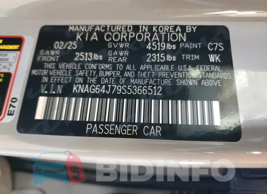 KNAG64J79S5366512 Photo# 12