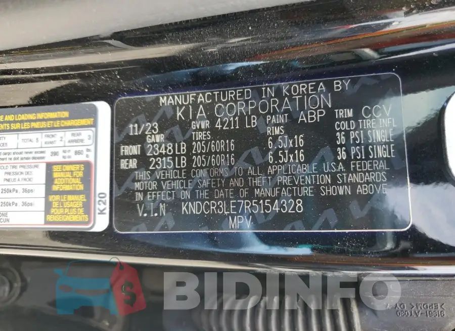 KNDCR3LE7R5154328 Photo# 14
