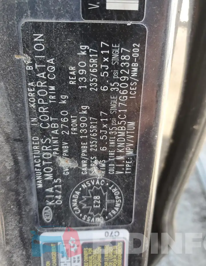 KNDMB5C17G6092387 Photo# 13