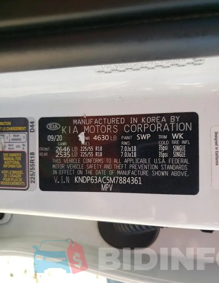 KNDP63AC5M7884361 Photo# 13
