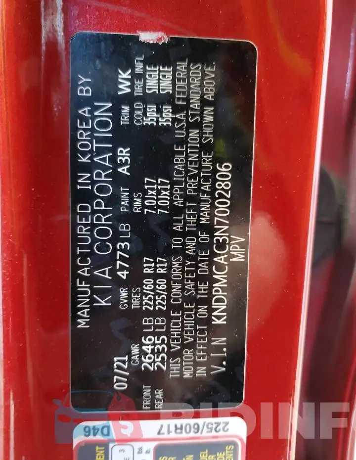 KNDPMCAC3N7002806 Photo# 14
