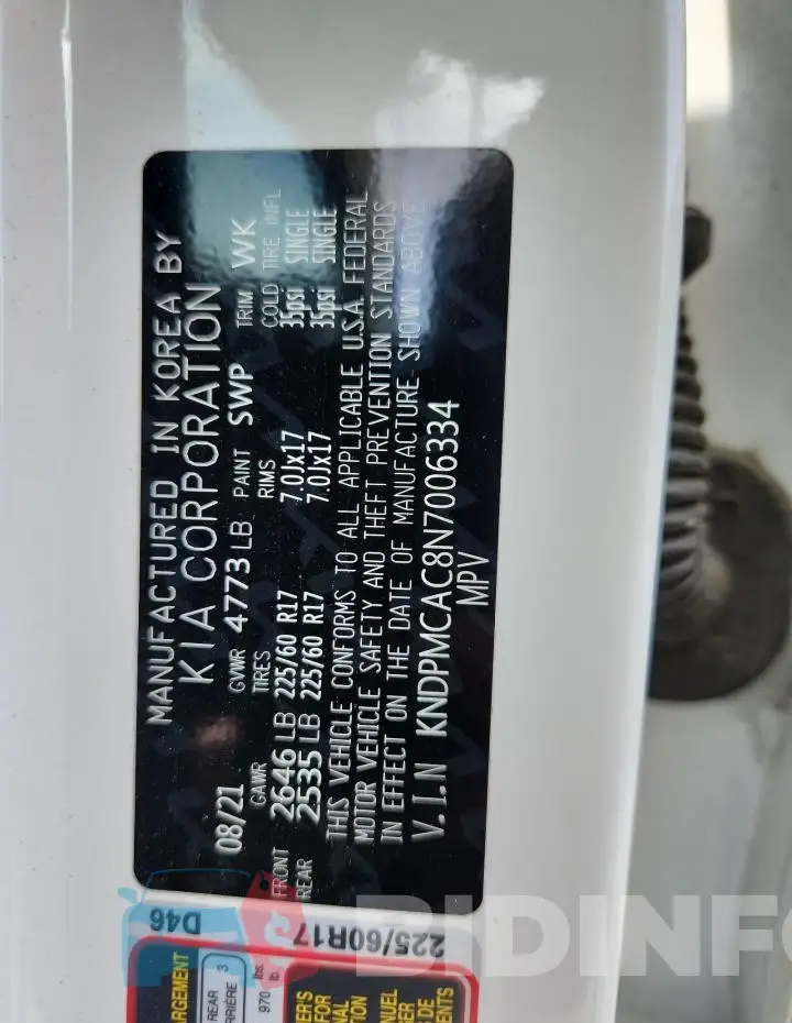KNDPMCAC8N7006334 Photo# 14