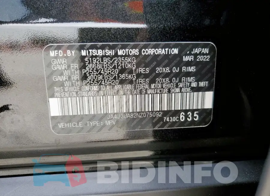 JA4J3UA82NZ075092 Photo# 13