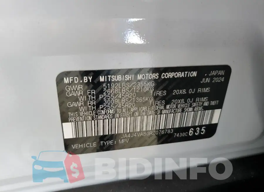 JA4J4VA80RZ076783 Photo# 14
