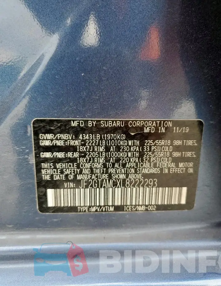 JF2GTAMCXL8222293 Photo# 13