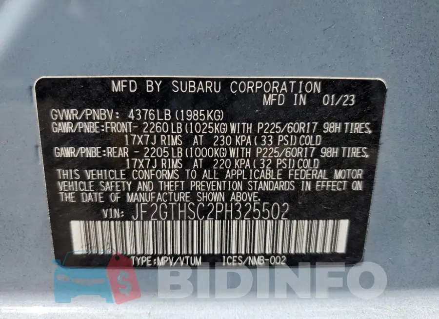 JF2GTHSC2PH325502 Photo# 13