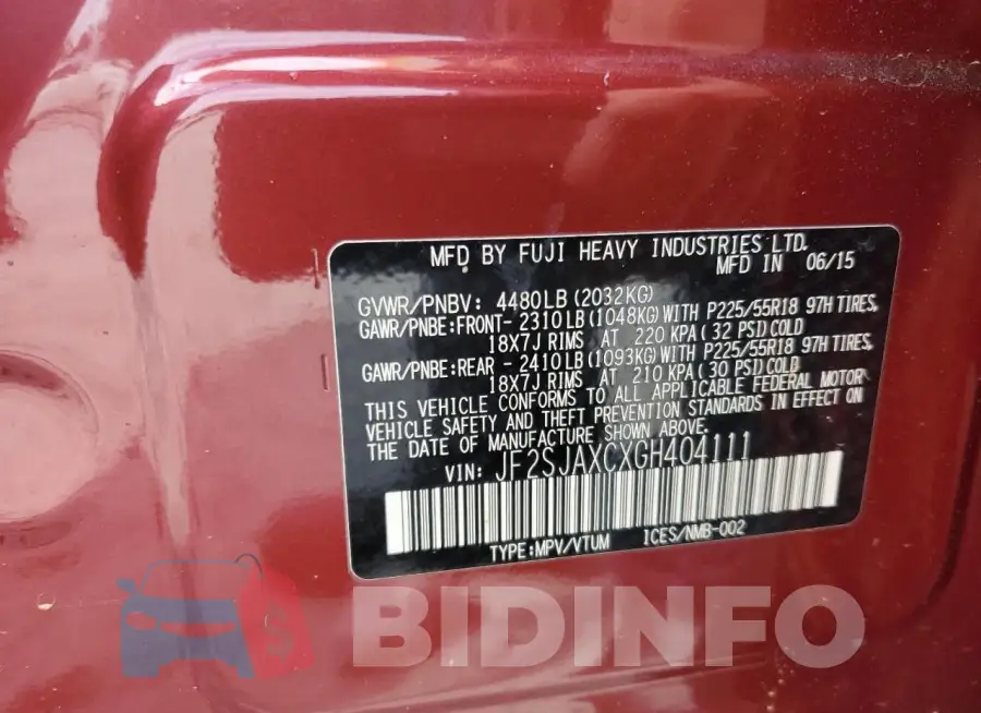 JF2SJAXCXGH404111 Photo# 13