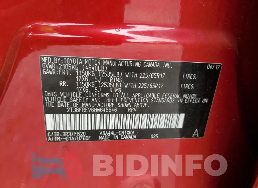 2T3BFREV6HW645646 Photo# 13