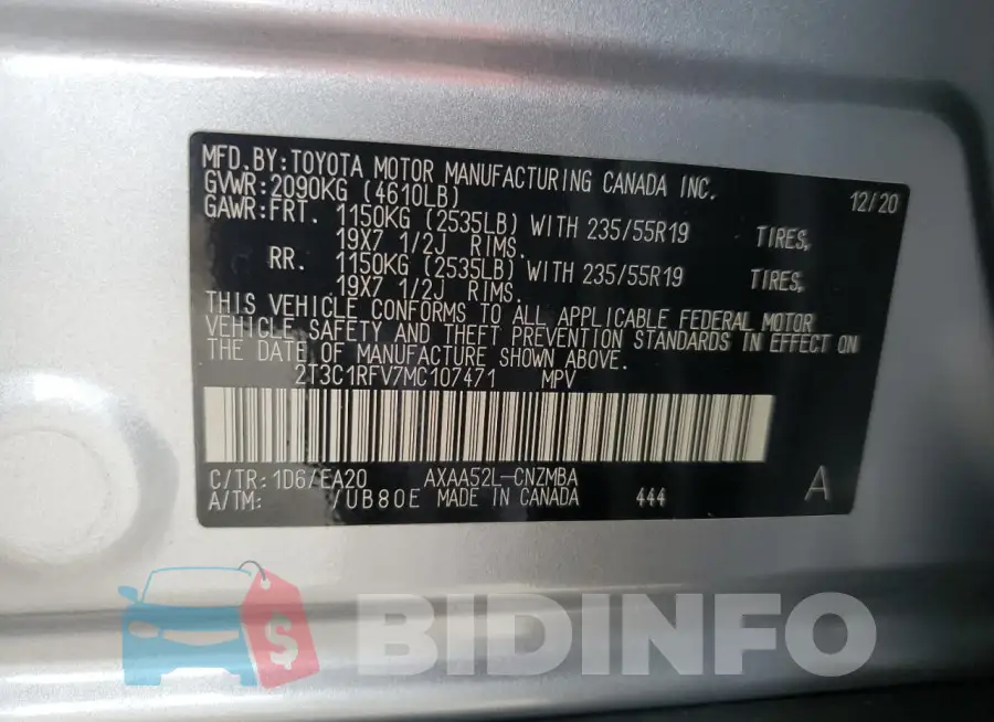 2T3C1RFV7MC107471 Photo# 13