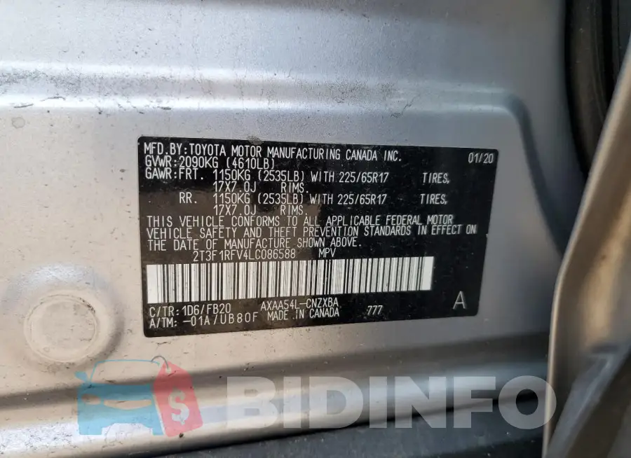 2T3F1RFV4LC086588 Photo# 13
