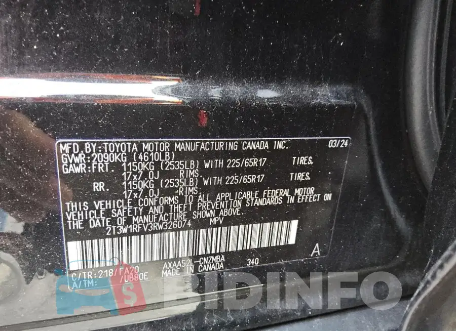 2T3W1RFV3RW326074 Photo# 13