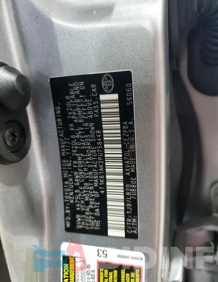 4T1K61AK2PU758448 Photo# 12