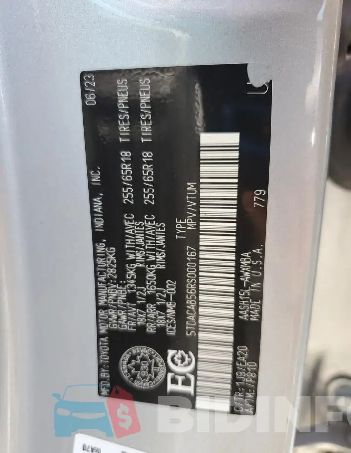 5TDACAB56RS000167 Photo# 13