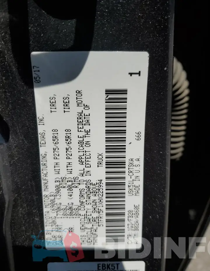 5TFRY5F1XHX225994 Photo# 13