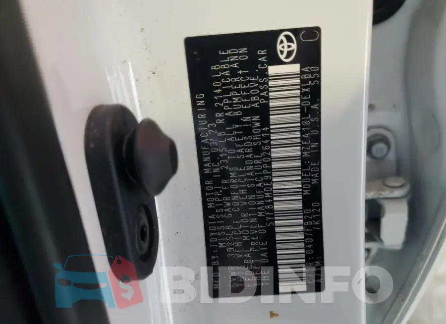 5YFB4MDE9PP026414 Photo# 13
