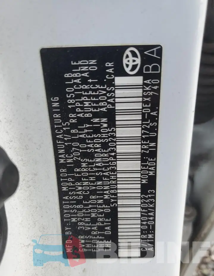 5YFBURHE3GP430235 Photo# 12