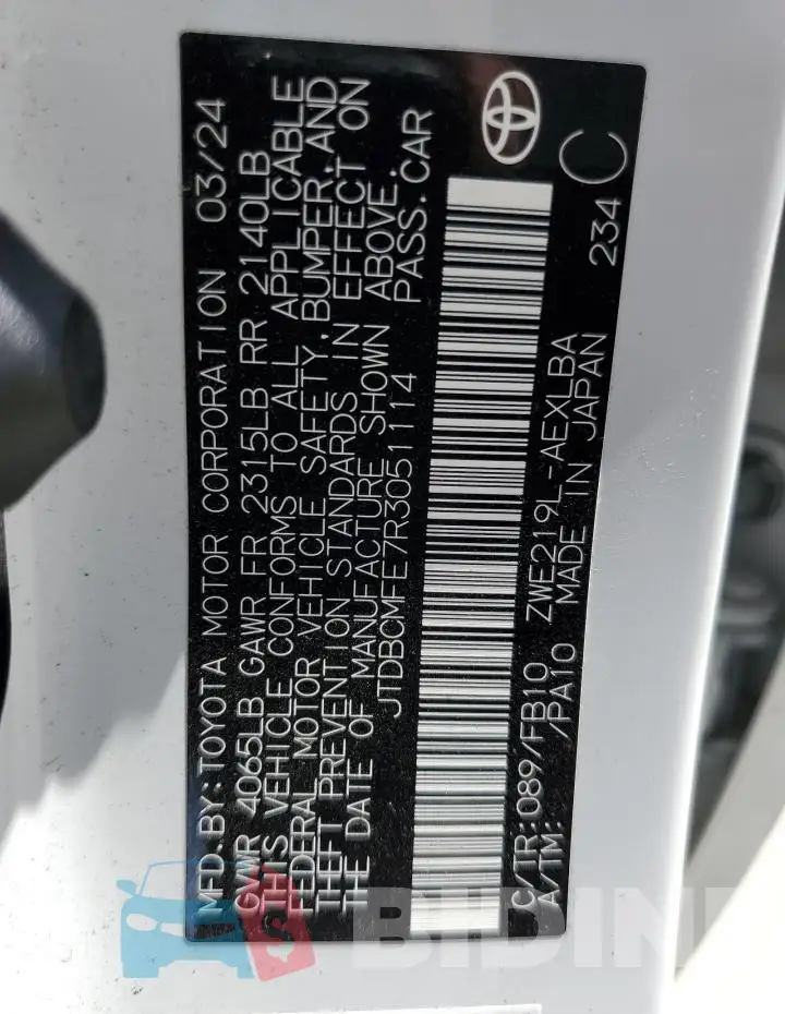 JTDBCMFE7R3051114 Photo# 12