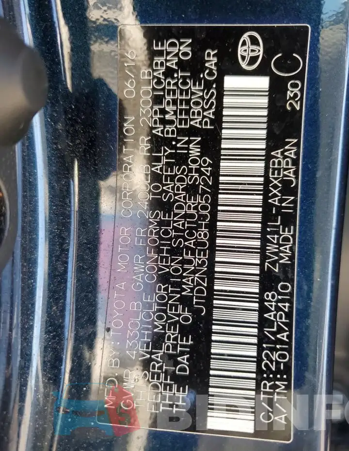 JTDZN3EU8HJ057249 Photo# 12