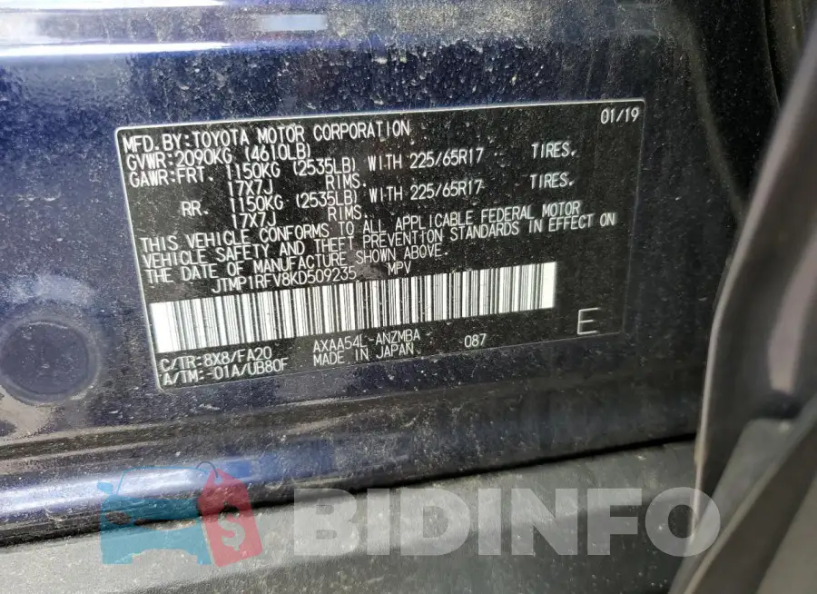 JTMP1RFV8KD509235 Photo# 13