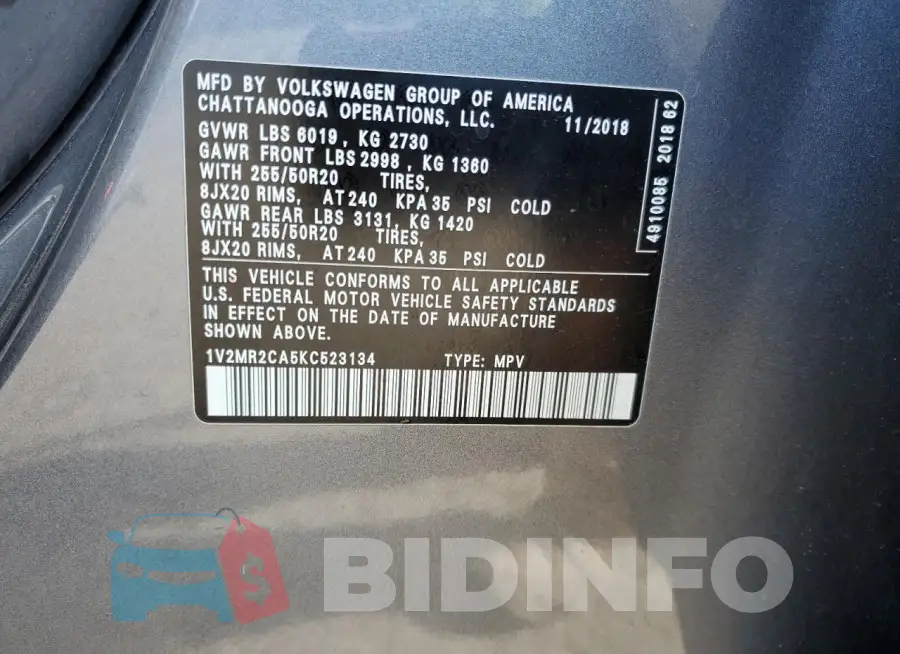 1V2MR2CA5KC523134 Photo# 13
