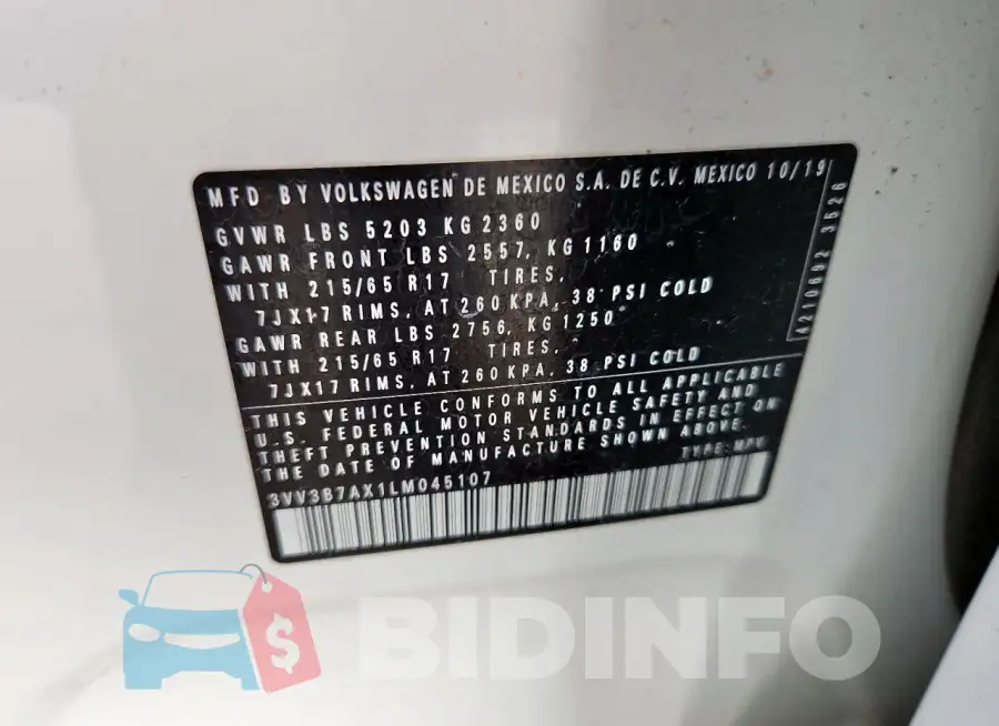 3VV3B7AX1LM045107 Photo# 13