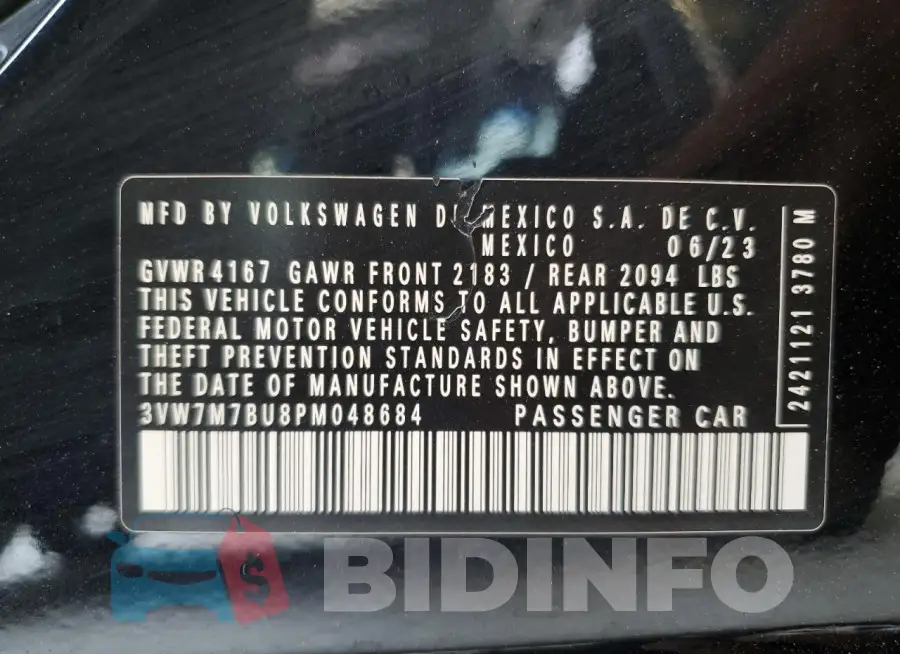 3VW7M7BU8PM048684 Photo# 13