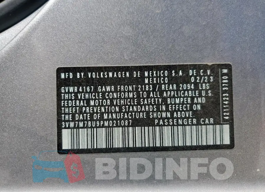 3VW7M7BU9PM021087 Photo# 12