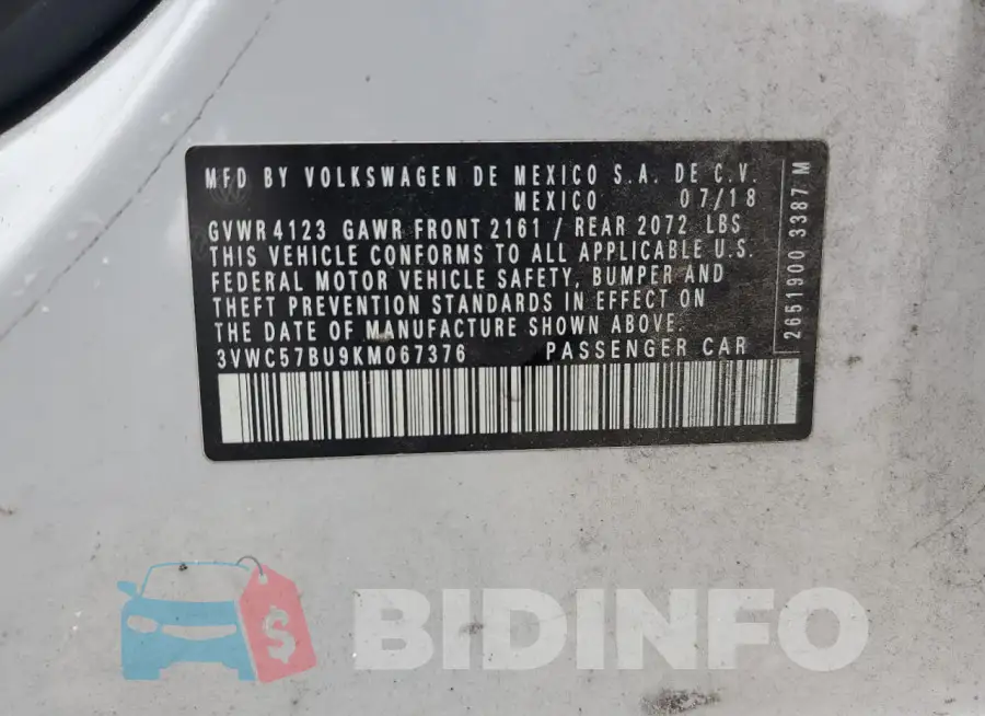 3VWC57BU9KM067376 Photo# 13