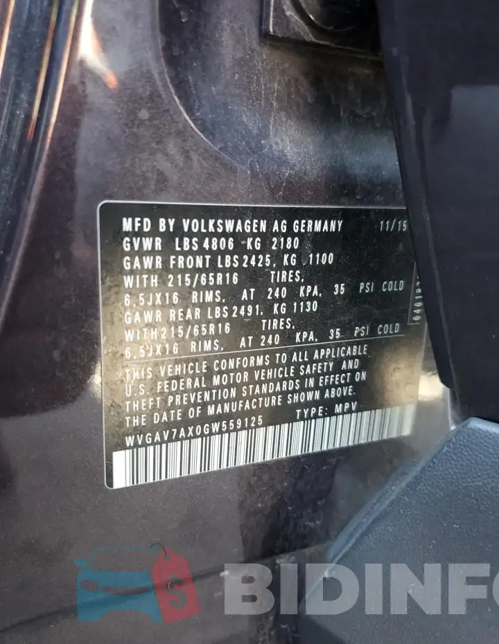 WVGAV7AX0GW559125 Photo# 13