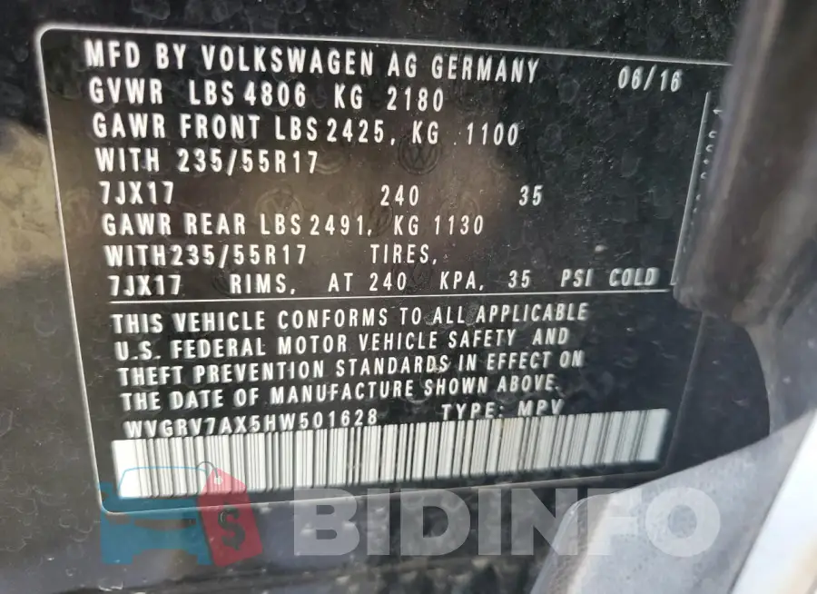 WVGRV7AX5HW501628 Photo# 14