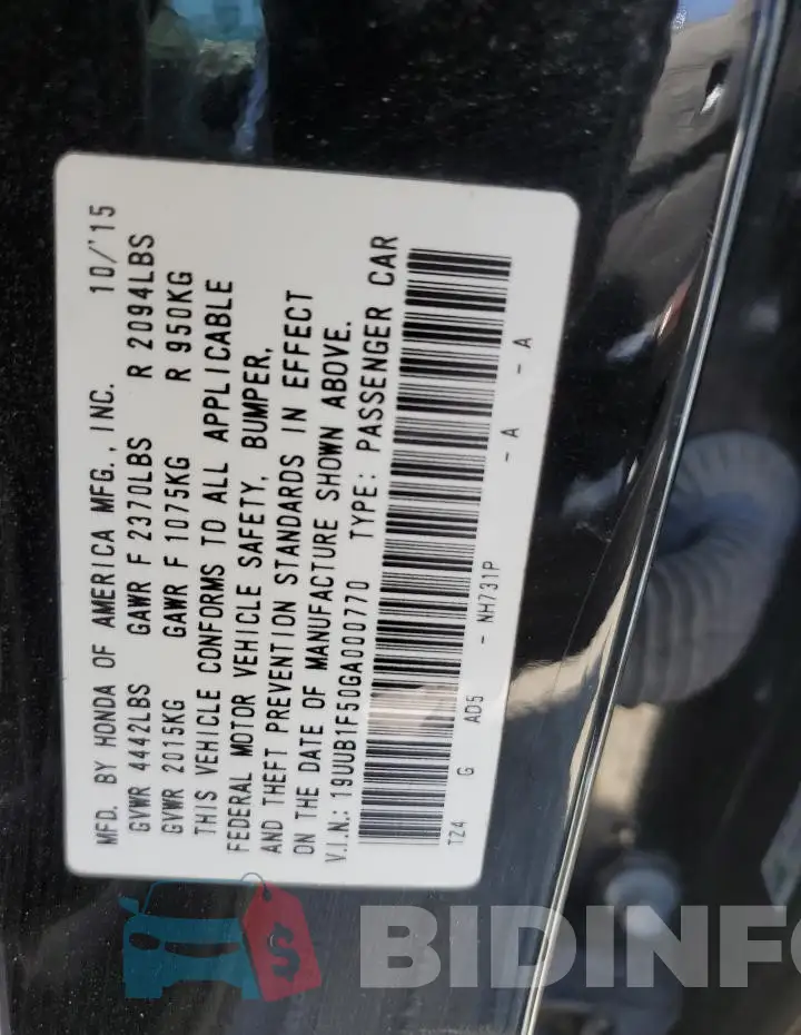 19UUB1F50GA000770 Photo# 12